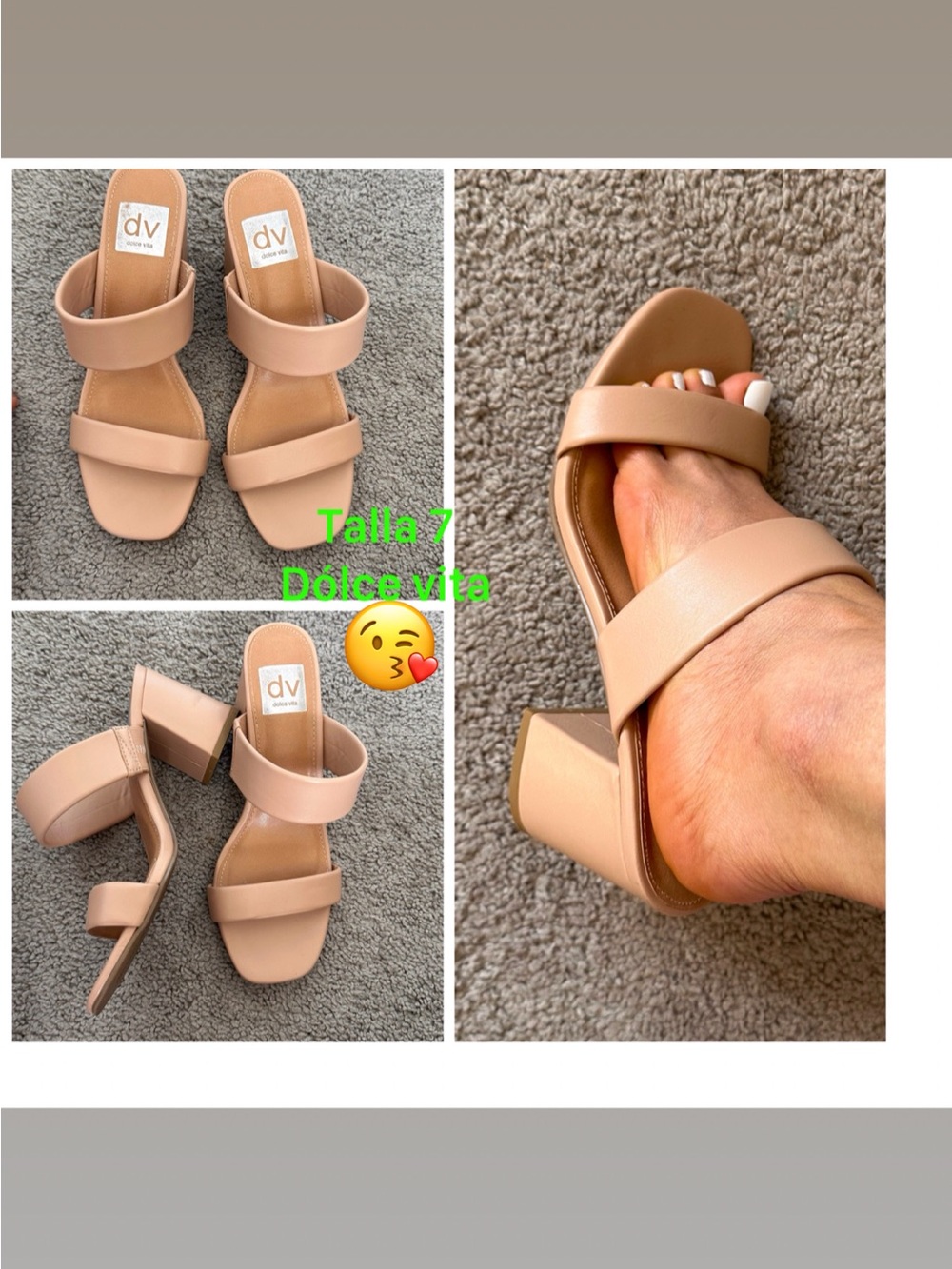 Dolce Vita Nude Double-Strap Block Heel Sandals